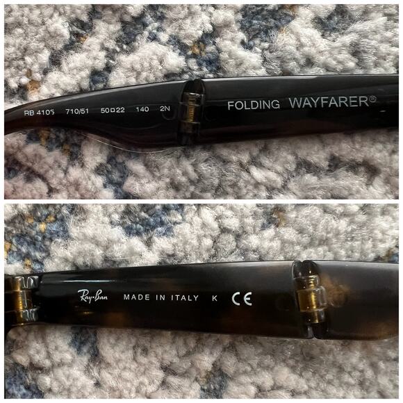 Ray-Ban Wayfarer Folding Classic Sunglasses Tortoise Gradient Brown - Picture 16 of 16